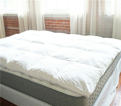 High Quality USA Made Duck Down Bafflebox Full Featherbed Sized for Full and Full XL Dorm Beds