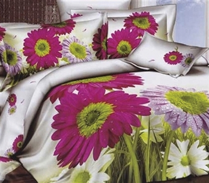 Twin XL Comforter Set - College Ave Dorm Bedding - Beautiful Flowers And Soft Cotton!