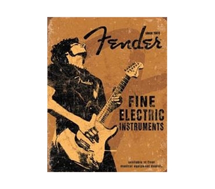 Add Fun Dorm Items - Fender Instruments Tin Sign - Decorate With Cool Dorm Tin Signs