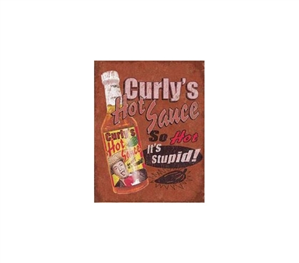 Cool Items For Dorms - Curly's Hot Sauce Tin Sign - Buy College Stuff