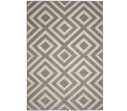 Bristol Dorm Rug - Silver and Ivory 5' x 7' Dorm Essentials Dorm Room Decorations