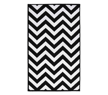 Black And White Dorm Decorating - Chevron College Rug - Black and White