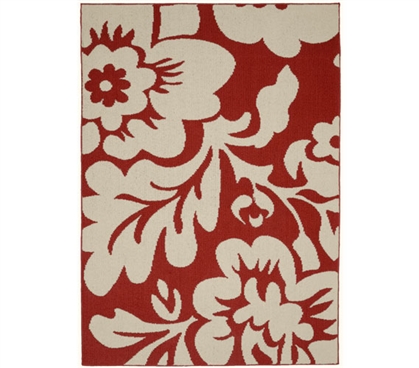 Floral Garden Dorm Rug - Coral and Ivory 5' x 7' Dorm Essentials Dorm Room Decorations Dorm Room Decor