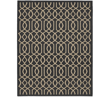 Fretwork Dorm Rug - Gray and Tan Dorm Room Decorations Dorm Essentials