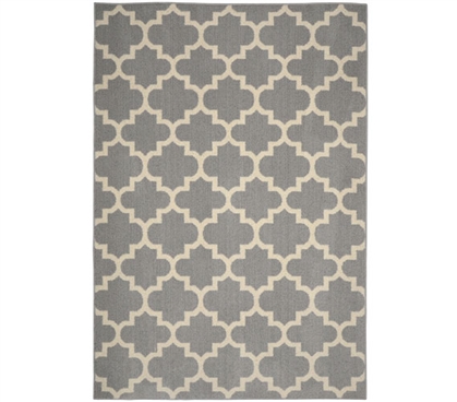 Geneva Dorm Rug - Silver and Ivory - 5' x 7' Dorm Essentials Dorm Room Decorations