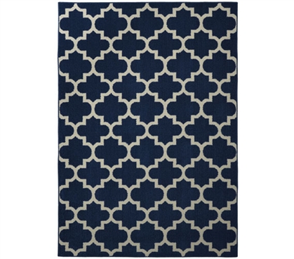 Geneva Dorm Rug - Indigo and Ivory Dorm Essentials Dorm Room Decorations Dorm Room Decor