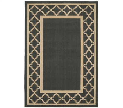 Moroccan Frame Dorm Rug - Gray and Tan Dorm Essentials College Supplies Dorm Room Decorations