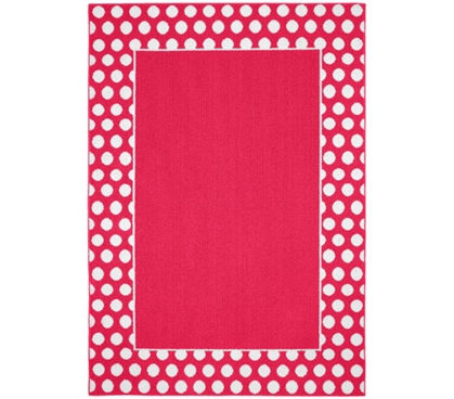 Polka Dot Frame Dorm Rug - Pink and White College Rug Dorm Essentials