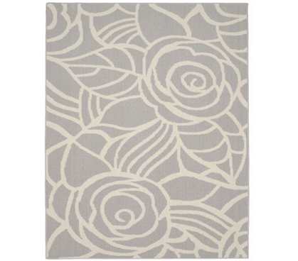 Rhapsody Dorm Rug - Silver and Ivory College Rug Dorm Essentials Dorm Room Decor