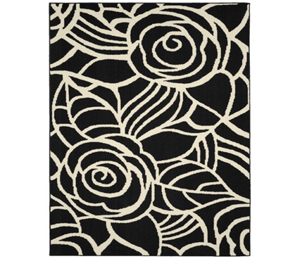 Rhapsody Dorm Area Rug - Black and Ivory Dorm Room Decorations Dorm Room Decor