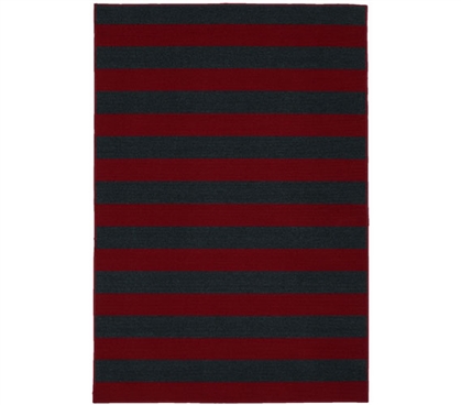 Rugby College Rug - Burgundy and Navy - 5' x 7.5'