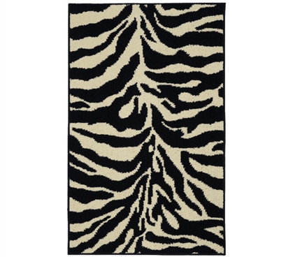 Safari Dorm Rug - Black and Ivory