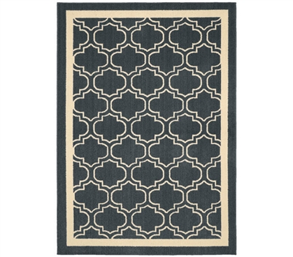 Quatrefoil Silhouette Frame Dorm Rug - Gray and Ivory - 5' x 7'