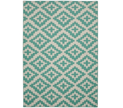 Southwest College Rug - Teal and Ivory