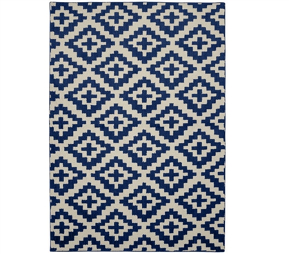 Southwest College Rug - Indigo and Ivory