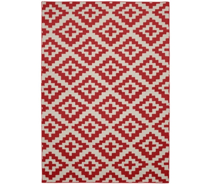 Southwest College Rug - Chili Red and Ivory