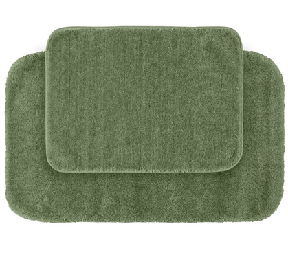 Classic Bath Mat Set - Green (2 Piece Set) Dorm Essentials for Suite Style Dorm Rooms