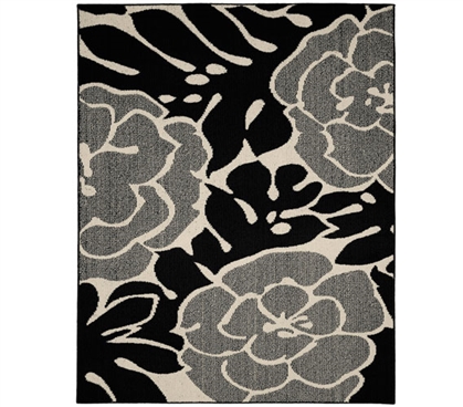 Valencia Dorm Rug - Black and Ivory - 5' x 7'