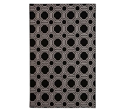 Add College Rugs - Mosaic Circle College Rug - Black and White - College Decor Is Essential