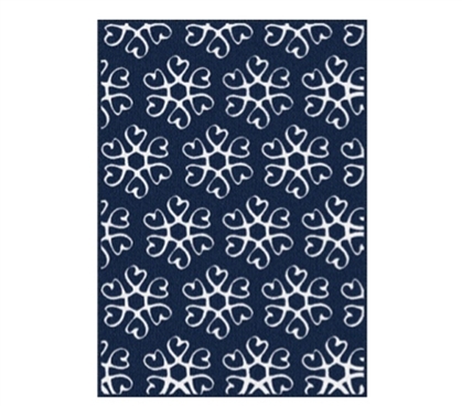 Cheap College Rugs - Hearts Blossom Rug - Navy and White - Great For Dorms