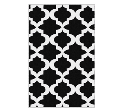 Quatrefoil College Rug - Black and White - Decorations For Dorms Are Needed