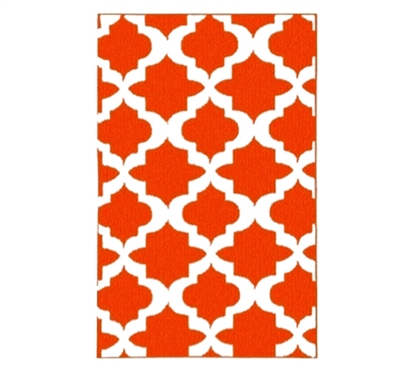 Classic Design - Quatrefoil College Rug - Orange and White - Great Orange, Eye-Catching Color