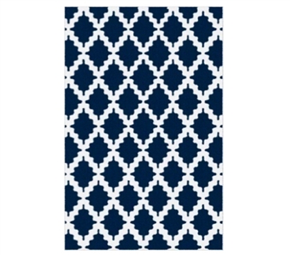 Rugs Provide Personality - Trella Stitch Dorm Rug - Navy and White - Add Cool Dorm Stuff