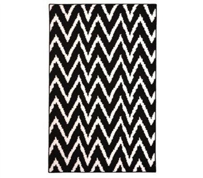 Rugs Are Reusable - Wavy Chevron Dorm Rug - Black and White - Add Cool Design