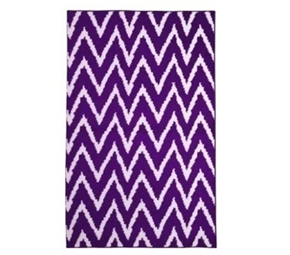 Add Character And Color - Wavy Chevron Dorm Rug - Purple and White - Useful Decor For Dorms