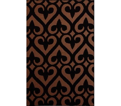 Add Dorm Rugs - Fleur-de-lis Rug - Acorn And Black - Stuff For College Students Is Needed