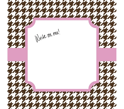 Cute Dorm Wall Decor -Canvas Kudos - Signable Wall Canvas - Houndstooth Brown And Light Pink Design