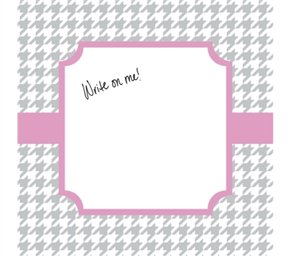 Unique Dorm Decor - Canvas Kudos - Signable Wall Canvas - Houndstooth Gray And Light Pink Design