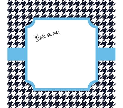 Dorm Wall Decor - Canvas Kudos - Signable Wall Canvas - Houndstooth Navy And Light Blue