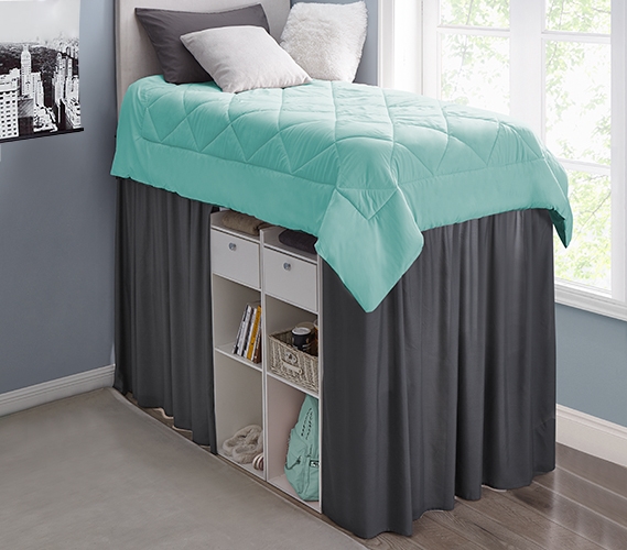 Extra Long Twin Dust Ruffle â€“ Extended Faded Black Dorm Bed