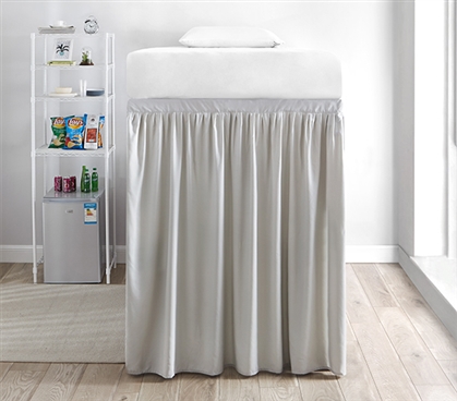 Off White Extra Long Twin Bed Skirt Curtain Unique Bedding Essentials for College