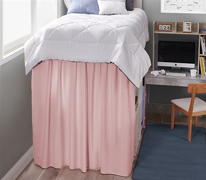 Extra Long Bed Skirt Twin XL Bedding Essentials Pink Dust Ruffle for Lofted Dorm Bed Height