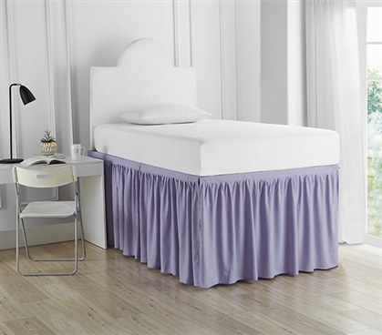 Stylish Twin XL Bedding Decor Pretty Purple Orchid Petal Dorm Sized College Bed Skirt Panel with Ties