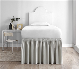 Twin XL Microfiber Bed Skirt Twin Extended Bed Skirt Panel with Ties Adjustable Length Bed Skirt