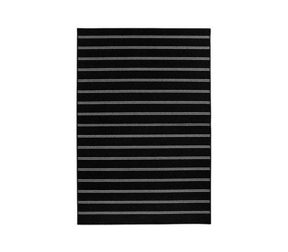 Comfier Than Hard, Cold Floor - Classic Stripes College Rug - Black - Make Your Dorm Look Great