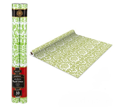 Keep Shelves Covered - Self Adhesive Shelf Liner - Mint Green Damask - Makes Great Wall Decorations