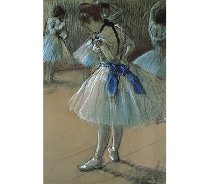 Intriguing Wall Poster - Tanzerin beim Binden der Schleife - Degas Poster