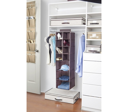 3 Shelf / 8 Pocket Closet Organizer (Chocolate / Cream) Dorm Closet Organization