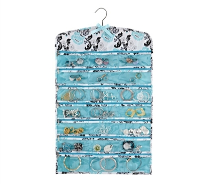 Stay Organized While Living In A Dorm - Jewelry Organizer - Aqua & Grey Floral Breeze