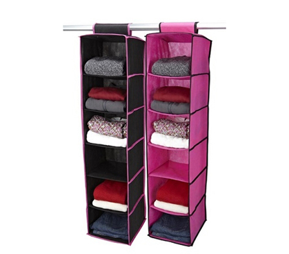 Cool Colorway - Black & Fuschia 6 Shelf Sweater Organizer - Keep Clothes Off Your Floor