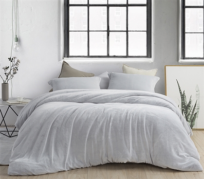 Ultra Cozy Plush College Bedding Machine Washable Granite Gray Twin XL Duvet Cover for Dorm Comforter