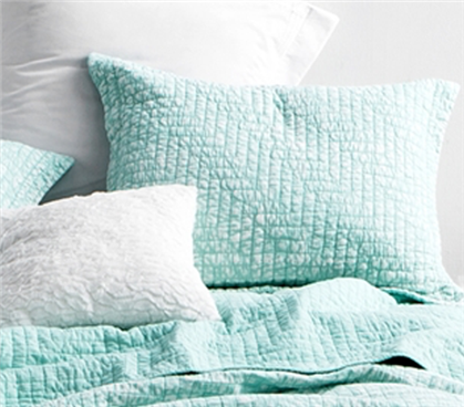 Standard Size College Pillow Sham Hint of Mint Green Soft Cotton College Dorm Bedding