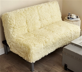 Comfy and Durable Dorm Sofa Coma Inducer Plush Yellow College Futon for Compact Dorm Rooms