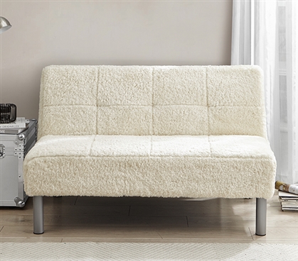 Neutral Almond Cream College Compact Futon for Dorm Rooms Extra Dorm Room Seating Options