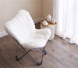 White Fuzzy Chair with Removable Cover Chair Pad Affordable College Furniture for Dorm Rooms