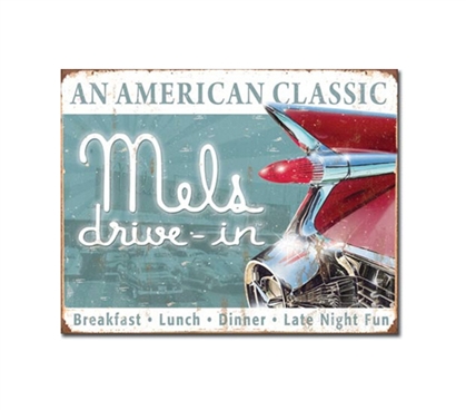 Tin Sign Dorm Room Decor Mel's drive in icon on tin sign for dorm wall and apartment wall decoration